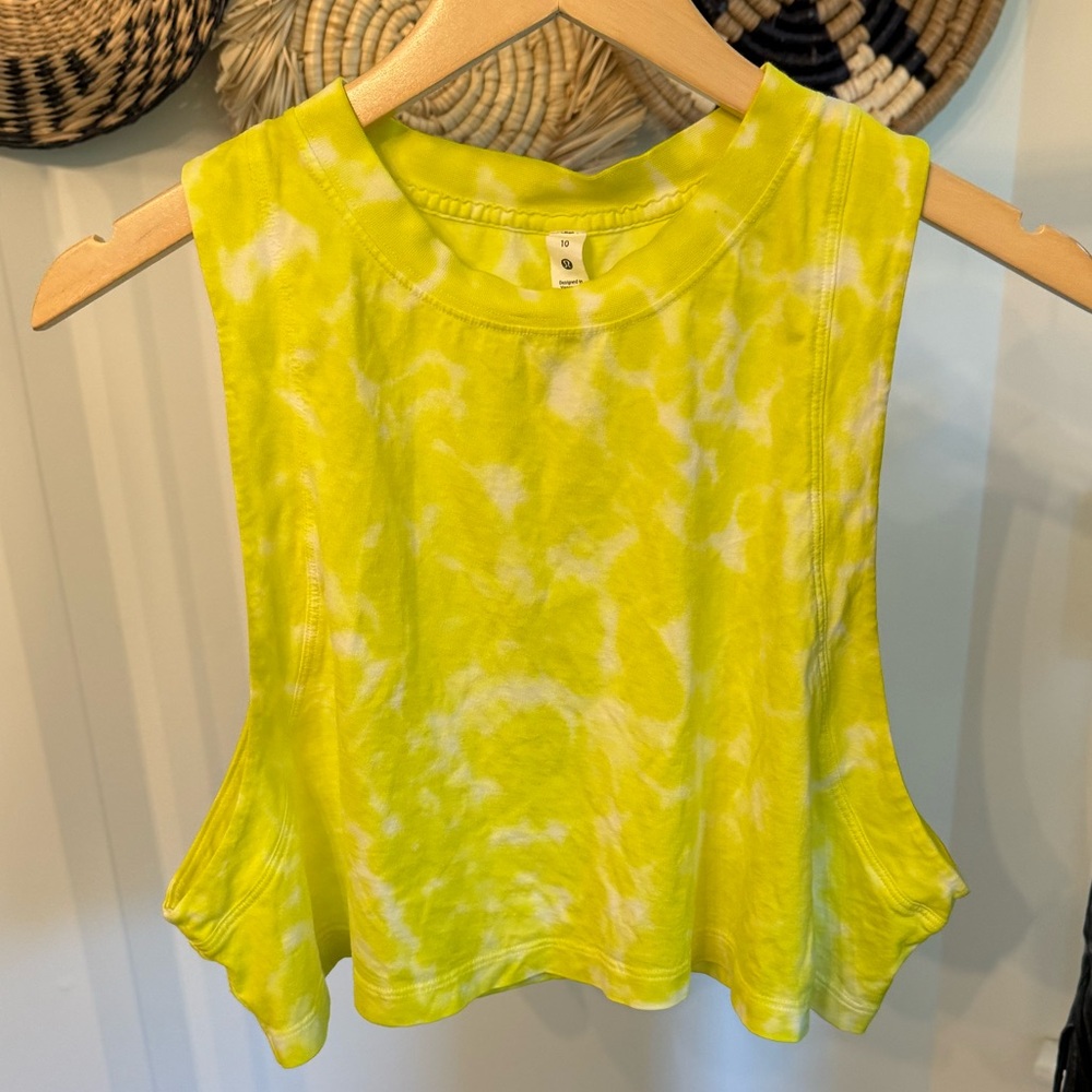 lululemon athletica Yellow Tie-Dye Crop Top